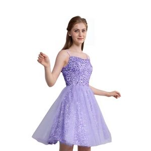 Homecoming Dresses Short Spaghetti Straps Prom Dress Glitter Sequin Tulle Teens